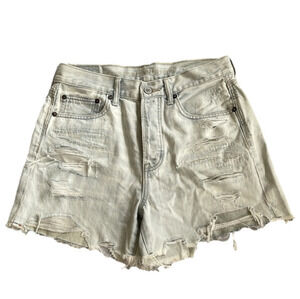 American Eagle Acid washed Distressed shorts Light Blue cotton denim size four 4